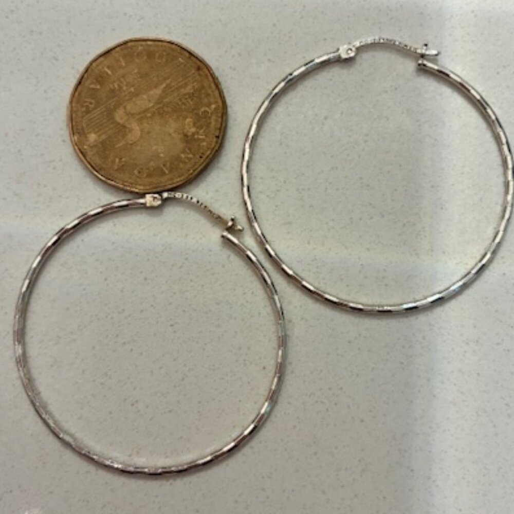 Large 925 Silver Hoop Earrings